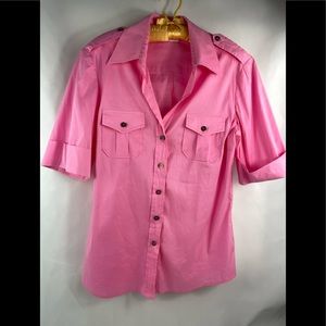 Trina Turk Pink Button Down Top Sz Large